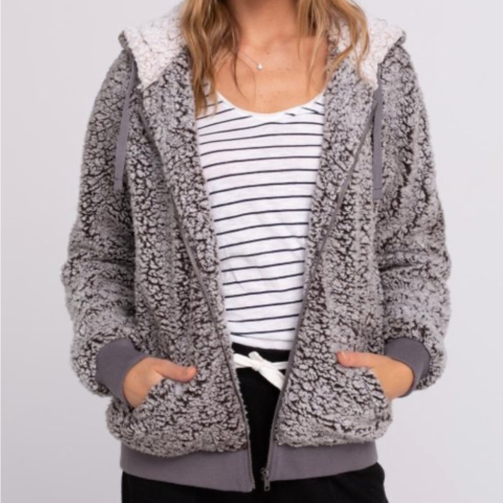 Thread & Supply Silver Stowe Hooded Full Zip Jacket Size Small
